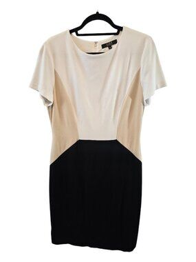 COLORBLOCK SHEATH DRESS FLATTERING SIZE 14 TRUE TO SIZE SOFT OFFICE CLASSIC